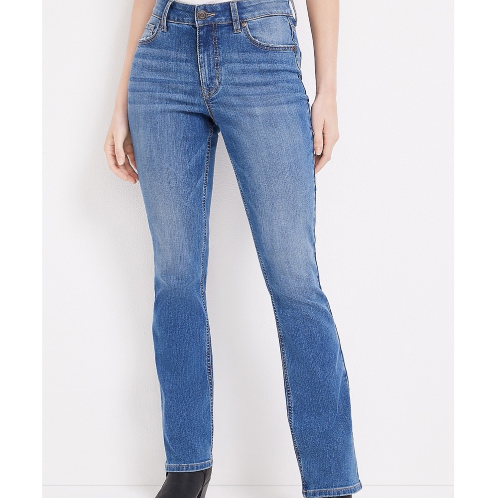 Maurices Curvy High Rise Slim Bootcut Jeans Med Wash 4 Short